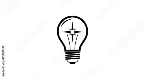 Illuminated Light Bulb Icon with Starburst Filament - Idea Generation Concept