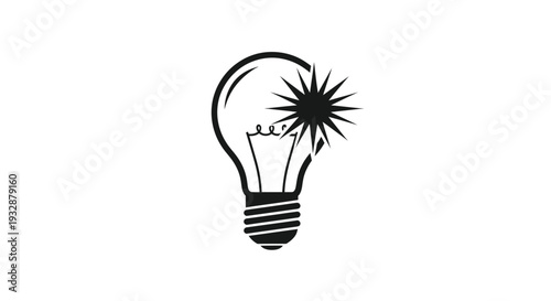 Light bulb with bright starburst explosion, symbol of innovation, idea, creativity, and inspiration