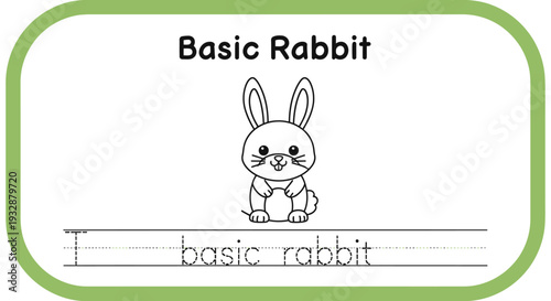 Cute Basic Rabbit Illustration for Kids Learning Alphabet and Drawing
