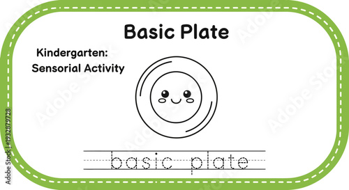 Cute Basic Plate Drawing for Kindergarten Sensorial Activity with Tracing Line