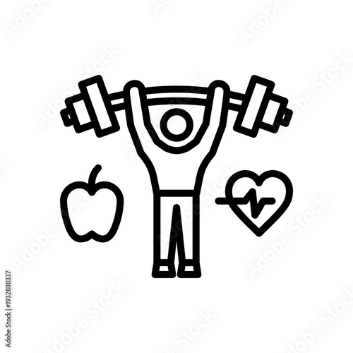 Wellness Lifestyle Outline Illustration for Mindfulness Practice