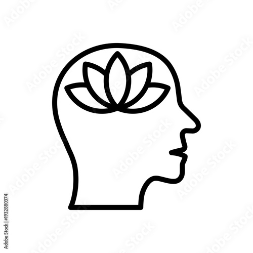 Calm Mind Outline Illustration for Mindfulness Practice