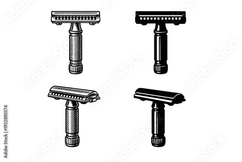 Vintage safety razors collection - classic grooming tools in black and