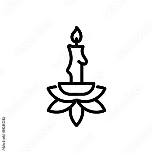 Candle Meditation Outline Illustration for Mindfulness Practice