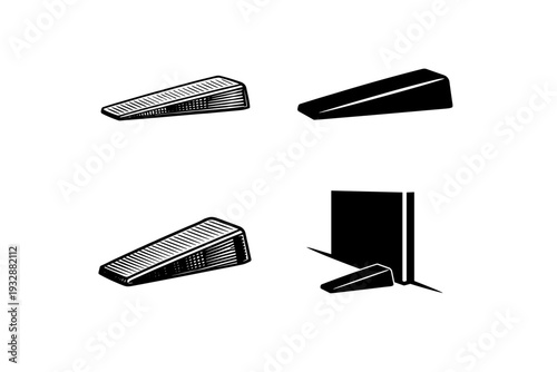 Four doorstop designs: illustrated wedge variation collection