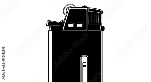 Detailed black lighter illustration against a clean white background, minimalist design.