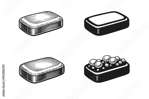 Retro bar soap designs in black and white: classic and modern variatio