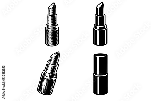 Black and white lipstick illustrations highlighting vintage style desi