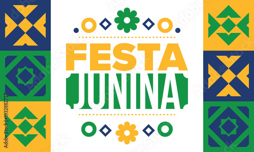 Festa Junina in Brazil. Brazilian festival. Happy holiday. Brazil flag. Carnival and parade. Summer fun party. Vector illustration