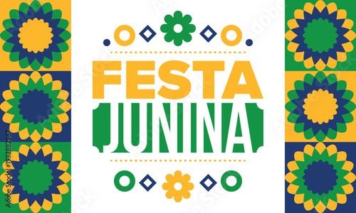 Festa Junina in Brazil. Brazilian festival. Happy holiday. Brazil flag. Carnival and parade. Summer fun party. Vector illustration