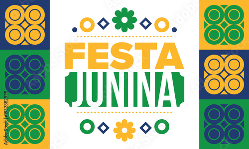 Festa Junina in Brazil. Brazilian festival. Happy holiday. Brazil flag. Carnival and parade. Summer fun party. Vector illustration
