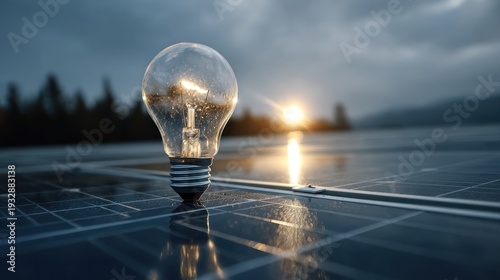Wallpaper Mural Lit light bulb on solar panel concept of renewable energy Torontodigital.ca