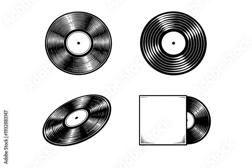 Collection of vinyl records: various angles and sleeve art