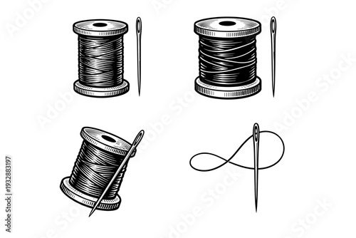 Vintage sewing spools and needles: classic tools for crafting elegance