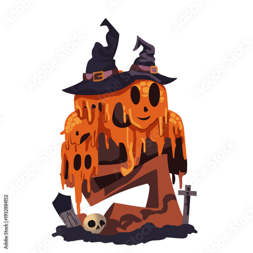 The sight of a melting Halloween pumpkin