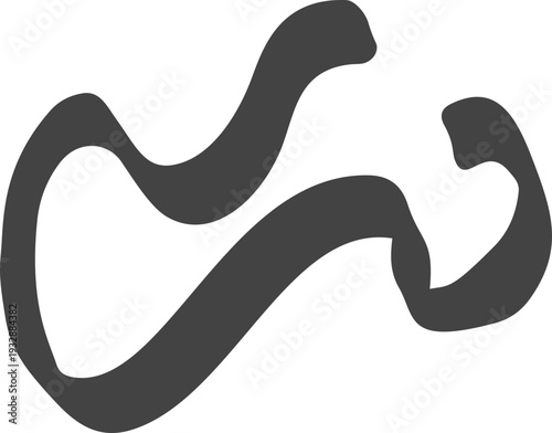 Wavy black calligraphic swoosh drawn in vintage style. Decorative flourish element for typographic layouts.