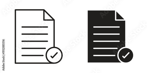 Approved document icons. Vector illustration. Editable stroke. Isolated icon suitable for web,