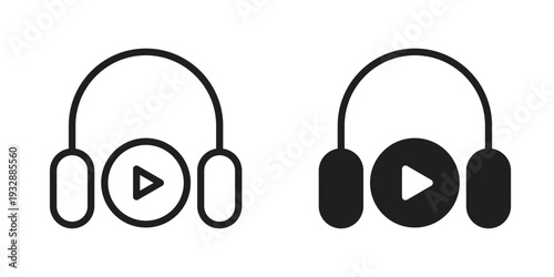 Audiobook icons. Vector illustration. Editable stroke. Isolated icon suitable for web,