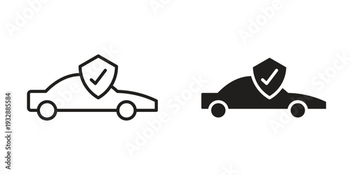 Auto insurance icons. Vector illustration. Editable stroke. Isolated icon suitable for web,