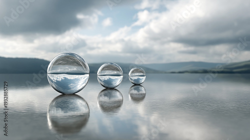 Wallpaper Mural Surreal background of giant drops on water surface, reflection Torontodigital.ca