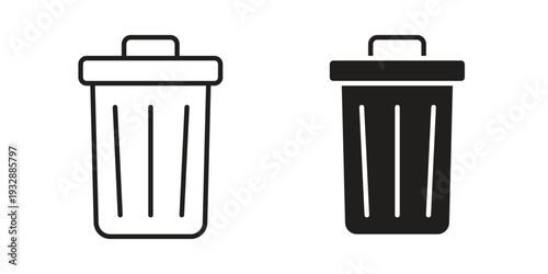 Bin icons. Vector illustration. Editable stroke. Isolated icon suitable for web,