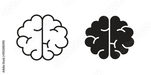 Brain icons. Vector illustration. Editable stroke. Isolated icon suitable for web,