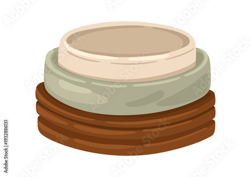 Clay Handmade plates. Pottery item. Vector illustration.