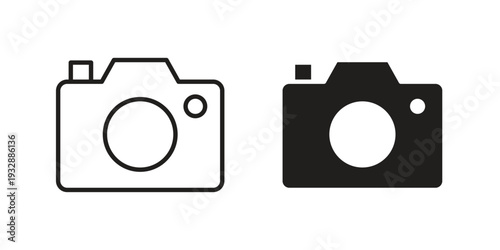 Camera icons. Vector illustration. Editable stroke. Isolated icon suitable for web,