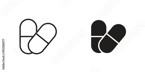 Capsule icons. Vector illustration. Editable stroke. Isolated icon suitable for web,