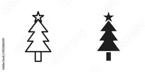 Christmas tree icons. Vector illustration. Editable stroke. Isolated icon suitable for web,