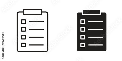 Clipboard icons. Vector illustration. Editable stroke. Isolated icon suitable for web,
