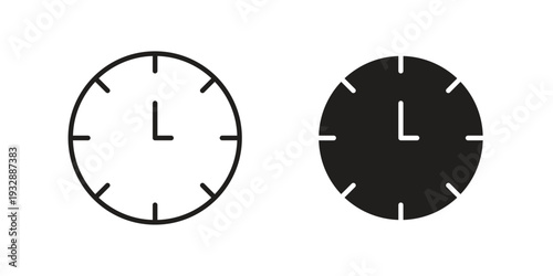 Clock icons. Vector illustration. Editable stroke. Isolated icon suitable for web,