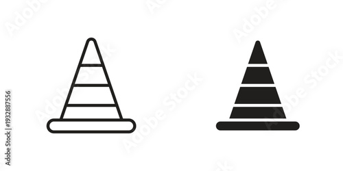 Construction cone icons. Vector illustration. Editable stroke. Isolated icon suitable for web,