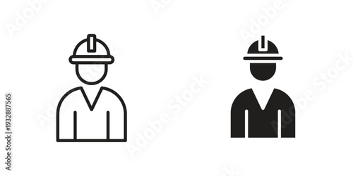Construction worker icons. Vector illustration. Editable stroke. Isolated icon suitable for web,