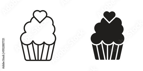 Cupcake icons. Vector illustration. Editable stroke. Isolated icon suitable for web,