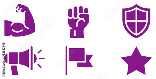 purple womens day icon set