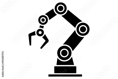silhouette of advanced robotic arm, representing automation, precision, and the future of industry 