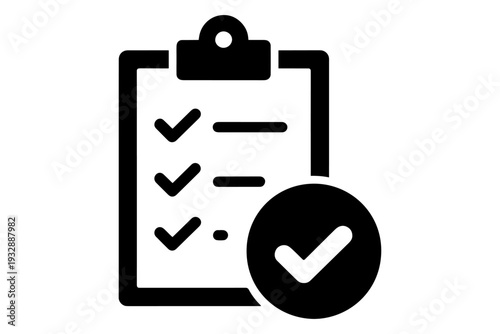 Checklist icon symbolizing task completion with a check mark signifying successful completion