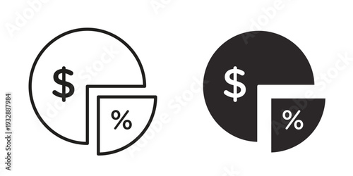 Dividend icons. Vector illustration. Editable stroke. Isolated icon suitable for web,