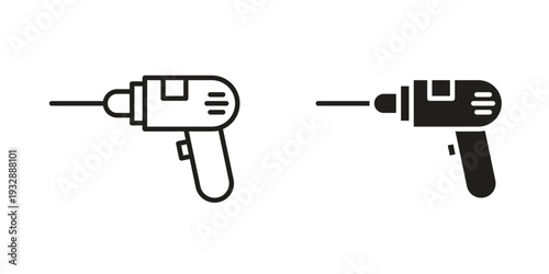 Drill icons. Vector illustration. Editable stroke. Isolated icon suitable for web,