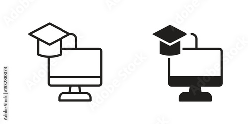 E-learning icons. Vector illustration. Editable stroke. Isolated icon suitable for web,