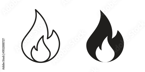 Fire icons. Vector illustration. Editable stroke. Isolated icon suitable for web,
