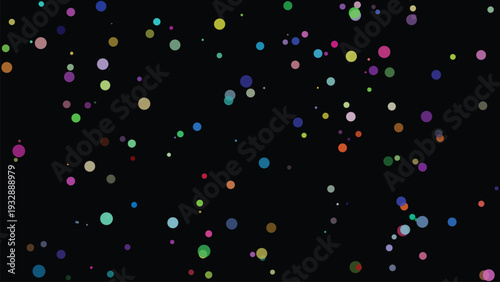 Random colorful circles vector background. Minimalist trendy abstract polka dot seamless pattern on dark background. Vector illustration.