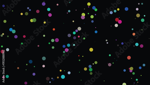 Random colorful circles vector background. Minimalist trendy abstract polka dot seamless pattern on dark background. Vector illustration.