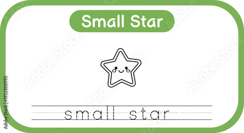 Cute Small Star Drawing with Tracing Lines for Kids Learning