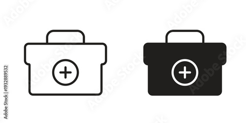 First aid kit icons. Vector illustration. Editable stroke. Isolated icon suitable for web,