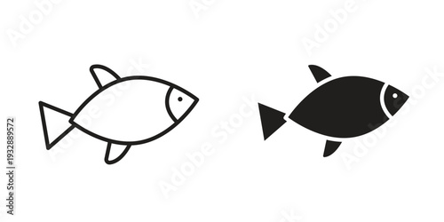 Fish icons. Vector illustration. Editable stroke. Isolated icon suitable for web,