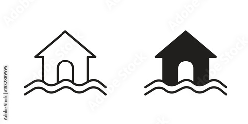 Flood icons. Vector illustration. Editable stroke. Isolated icon suitable for web,
