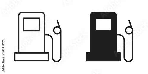 Gas station icons. Vector illustration. Editable stroke. Isolated icon suitable for web,