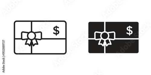 Gift card icons. Vector illustration. Editable stroke. Isolated icon suitable for web,